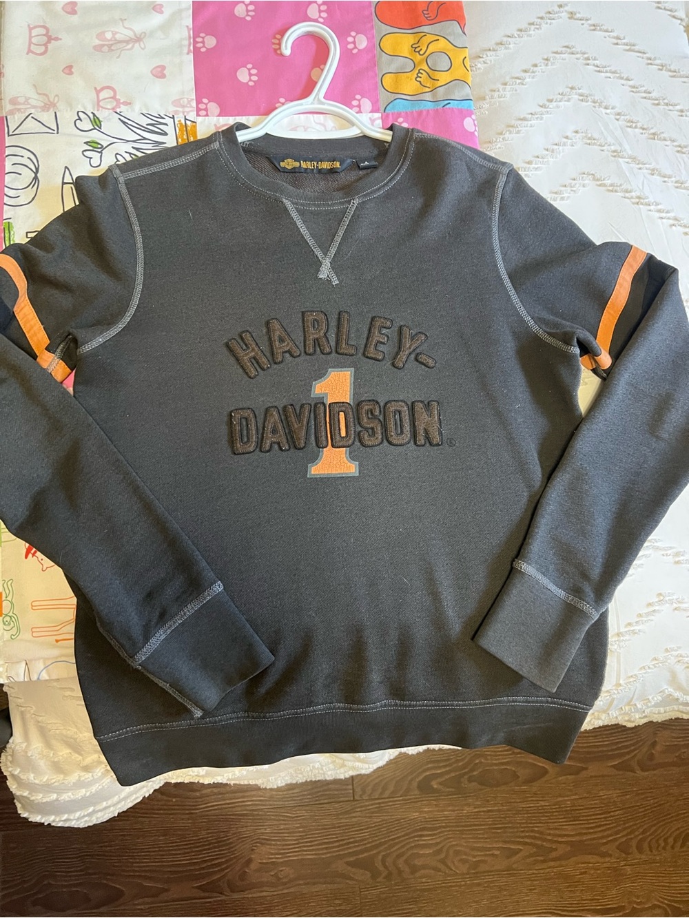 Harley-Davidson Ladies Black and Orange Crewneck Sweater
